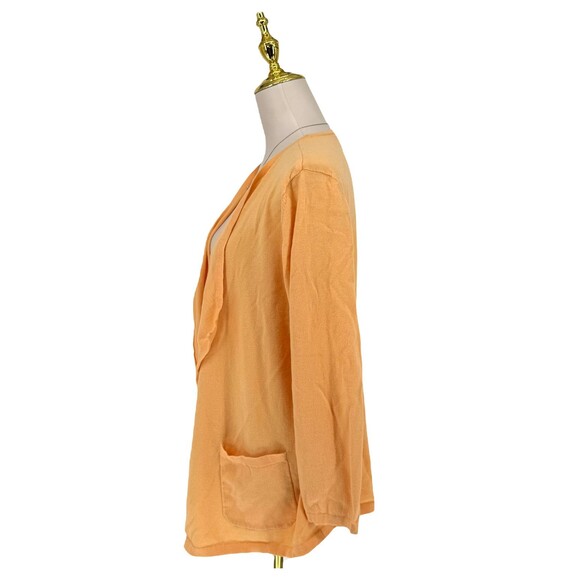 J. Jill Open Front Cardigan Medium PETITE Orange Cotton Lightweight Pockets EUC - Picture 7 of 13